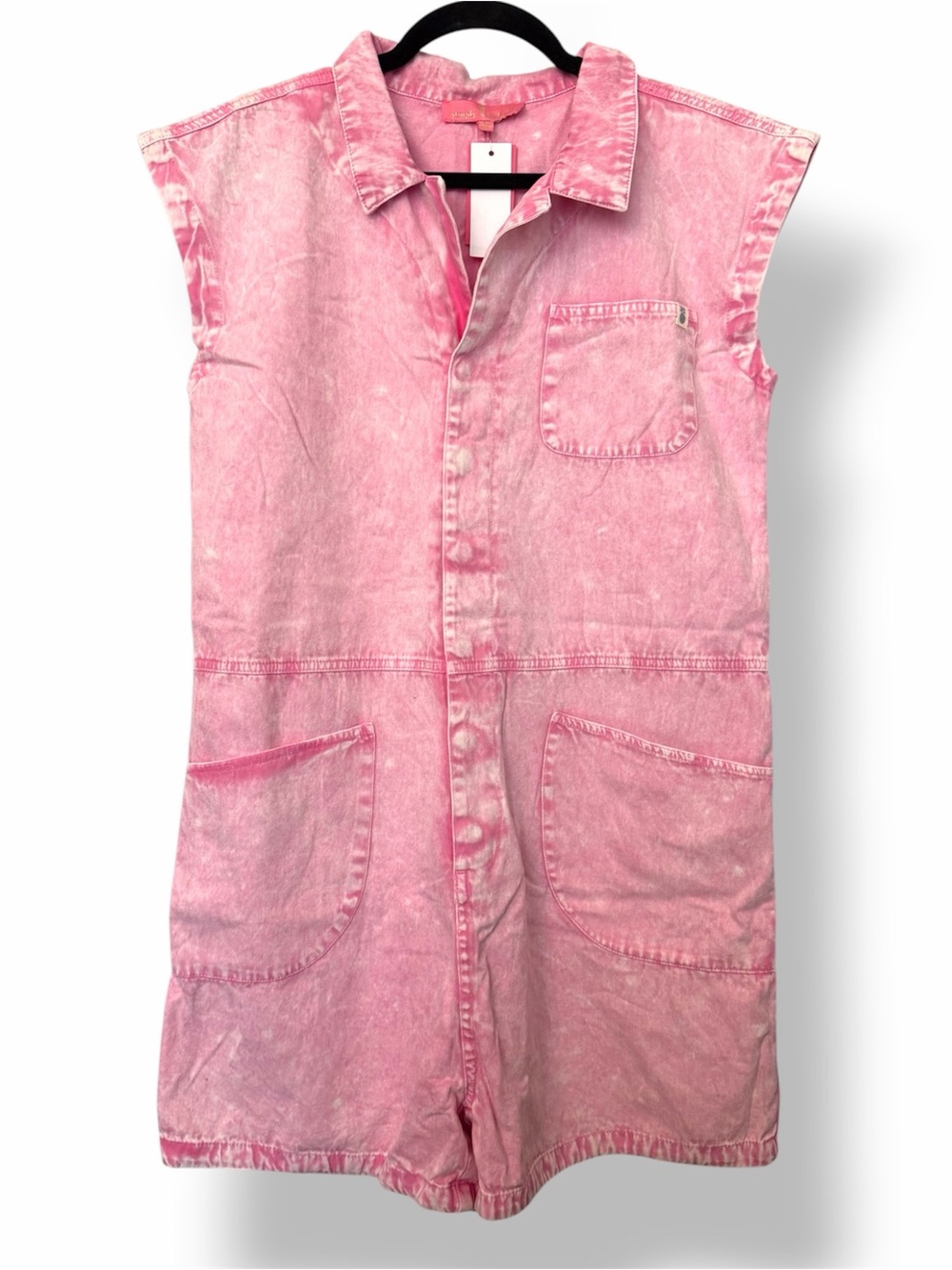 Simply Southern Denim Romper Pink - Picture 2 of 6